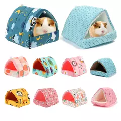 Cute Cartoon Sleeping Bed for Pet, Mini Cage, Coelho, Esquilo, Ninho de cobaia, Ratos pequenos, Rato, Casa de hamster, Tapete macio quente, Inverno
