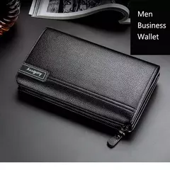 Imagem do Baellery homens bolsa de embreagem grande capacidade carteiras de bolso do telefone celular passcard bolso de alta qualidade multifuncional carteira para homem