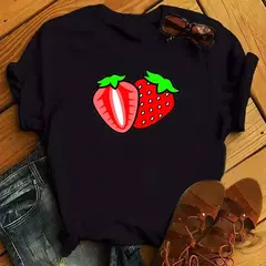Camiseta branca estampada com frutas engraçadas para mulheres, estampa Kawaii Banana, camiseta Harajuku, manga curta, camiseta, moda