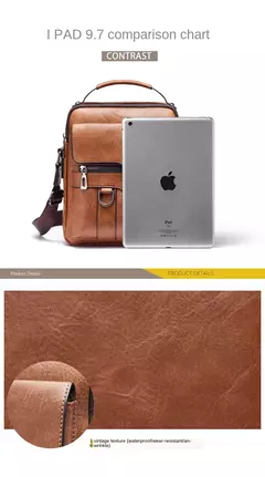 Bolsa de Ombro de Couro PU Masculina, Bolsas Crossbody, Business Flap, Mensageiro Sólido Masculino, Bolsa de Viagem, iPad, 9.7 ", iPad, Brand