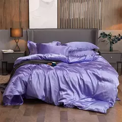 Imagem do Monocromático Rayon Satin Conjunto de cama, luxo Kit Duvet Cover, Twin Queen e Cama King Size, 2PCs, 3PCs, 4PCs