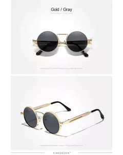 Imagem do KINGSEVEN-Gothic Steampunk Polarized Sunglasses para Homens e Mulheres, Frame de Metal Redondo, Brand Designer, Alta Qualidade, Vintage