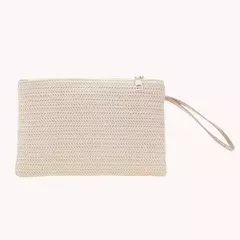Moda feminina boêmio tecido embreagem wristlet saco casual senhoras praia verão cor sólida pequenas bolsas bolsa branco bege presentes - Wolf Magazine
