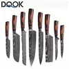 Sharp Japonês Chef Faca Set, Facas de Cozinha, Laser Damasco Padrão, Cleaver Slicing Utility, Santoku, 1-10 Pcs