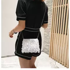 Imagem do Lantejoula prata strass borla sacos de ombro para mulheres, bolsa pequena cadeia, embreagem elegante senhoras festa noite, moda luxo design