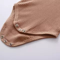 Conjunto de bodysuits de manga comprida e calças elásticas para bebé, com nervuras, xadrez, roupa sólida, infantil, recém-nascido, menina, menino, primavera, outono, 2 peças - loja online