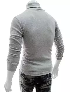 Gola alta masculina malha suéteres de algodão, pulôveres finos, roupas de escritório, tops masculinos, monocromáticos, vinho tinto - comprar online
