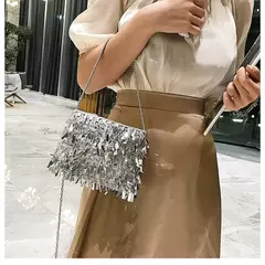 Lantejoula prata strass borla sacos de ombro para mulheres, bolsa pequena cadeia, embreagem elegante senhoras festa noite, moda luxo design - comprar online