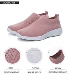 Tênis slip-on vulcanizados para mulheres, sapatos baixos, mocassins ambulantes, plus size 42, alta qualidade - comprar online