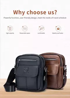 Bolsa de Ombro Casual Masculina Bullcaptain, bolsa mensageiro de negócios, mini bolsa de couro de vaca de alta qualidade, bolso de grande capacidade - comprar online