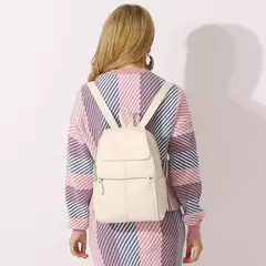 Mochila Zency-Anti-Roubo de Couro Feminina, Mochila de Grande Capacidade, Bolsa Designer de Viagem, Couro Branco, Qualidade, Elegante, A ++