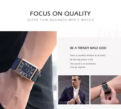 Imagem do IBSO-Relógio ultrafino de quartzo com mostrador retangular masculino, estilo comercial de luxo, pulseira de couro genuíno, relógios de pulso impermeáveis, novos