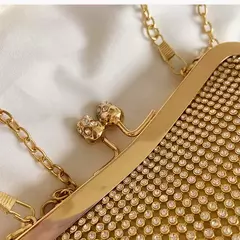 Imagem do Diamante de ouro sacos de noite para mulheres, bolsa de luxo, corrente elegante, ombro crossbody bag, embreagem festa casamento, moda, 2024