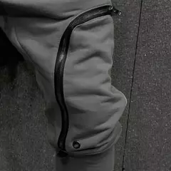 Calça cargo multi-zíperes masculina, calça com bolsos de cordão, calça harém, streetwear casual, estilo hip-hop, monocromática, moda na internet
