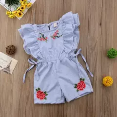 Criança crianças bebê menina flor listra plissado macacão roupas roupas - comprar online