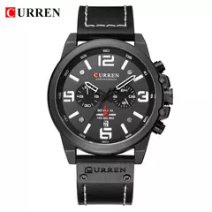 Imagem do CURREN-Relógio de quartzo de couro genuíno impermeável masculino, relógio de pulso, cronógrafo, militar, esporte, marca de luxo