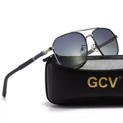 GCV-Óculos clássicos polarizados quadrados masculinos, óculos de sol piloto, armação de metal, óculos masculinos, bloqueio UV, marca de luxo, 2021 na internet