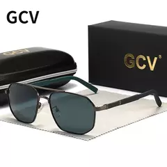 GCV-Óculos clássicos polarizados quadrados masculinos, óculos de sol piloto, armação de metal, óculos masculinos, bloqueio UV, marca de luxo, 2021 - Wolf Magazine
