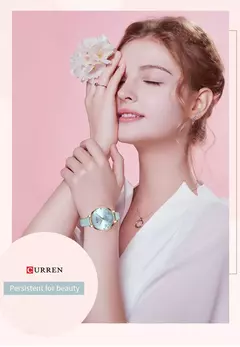 Curren-Relógios de pulso quartzo de couro de luxo feminino, marca relógio para senhoras, charme relógio mostrador flores - comprar online