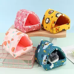 Imagem do Cama pequena para animais de estimação, mini gaiola fofa, tapete quente, ninho de cobaia, casa de hamster, coelho, casa do esquilo, inverno