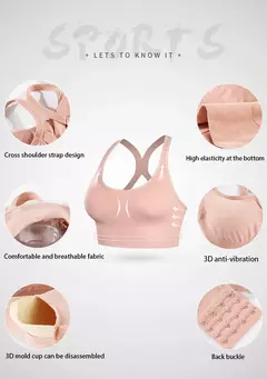 Imagem do Sutiã esportivo seco rápido à prova de choque para mulheres, sutiã acolchoado, sutiã push up, sutiã de ginástica, treino sem costura, ioga reunir