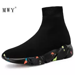 Imagem do Moda masculina sapatos casuais leves sapatos masculinos tênis de plataforma de renda tênis unissex meias sapatos zapatillas hombre