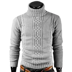 Suéter de gola alta masculino, pulôver casual, grosso, alta qualidade, inverno