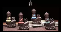 O pequeno monge censer criativo casa decoração pequeno buda incenso titular backflow queimador de incenso uso em casa de chá na internet