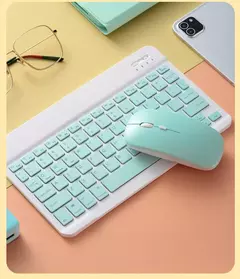 Teclado e mouse bluetooth para ipad xiaomi samsung huawei telefone tablet fino mini teclado sem fio para android ios windows