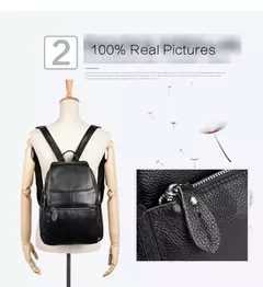 Mochila Zency-Anti-Roubo de Couro Feminina, Mochila de Grande Capacidade, Bolsa Designer de Viagem, Couro Branco, Qualidade, Elegante, A ++ - comprar online
