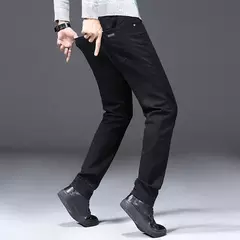 Clássico avançado estiramento preto jeans 2023 novo estilo de negócios moda denim fino ajuste jean calças masculinas marca - loja online