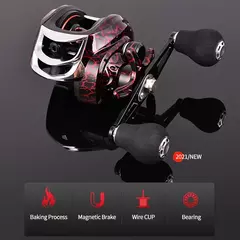 Carretel de pesca de arremesso, carretel de metal 18 + 1bb 10kg/22lb, relação máxima de velocidade de arrasto 7.2:1, carretel de pesca de fundição de metal magnético - comprar online