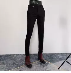Calça reta de cintura alta britânica masculina, calça social, calça formal masculina italiana, calça de tornozelo, 2023