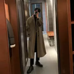 IEFB-Sobretudo de lã de peito único masculino, casaco casual solto, manga longa, tendência coreana, moda outono, inverno, novo, 9D1655 - comprar online