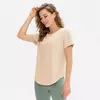 T-shirt monocromática de manga curta para mulheres, top de fitness solto, camisa de treino casual