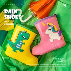 Crianças botas de chuva do bebê meninos menina eva antiderrapante ao ar livre dos desenhos animados dinossauro botas de chuva para crianças à prova dwaterproof água botas menina botas de chuva - comprar online