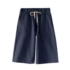 Shorts de algodão para mulheres, calças de lazer de pernas largas, cintura solta elástica com cinto, tamanho grande, 7XL, 8XL, verão na internet
