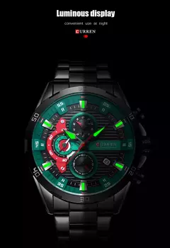 CURREN-Relógios masculinos de aço inoxidável, moda criativa, mostrador luminoso com cronógrafo, relógios de pulso casuais masculinos, relógio - Wolf Magazine