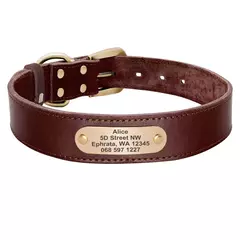 Colar de cão de couro personalizado personalizado pet tag coleiras coleiras de cão macio gravado id tag para cães grandes pitubull pastor alemão na internet