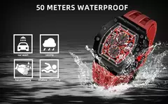 Tsar bomba tonneau relógios masculinos cristal de safira relógio de pulso vermelho à prova dwaterproof água cronógrafo data luxo presente natal para homem - loja online