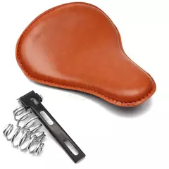 Assento solo de couro para motocicleta, assento de couro com mola para harley sportster xl 1200, 883, 48, helicóptero, assentos yamaha honda insurman 250, 300 na internet
