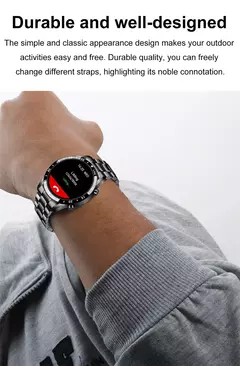 Imagem do LIGE-Luxo Full Circle Touch Screen Smart Watch para Homens, Bluetooth Call, Faixa de Aço, Impermeável, Esportes, Fitness, Android, iOS