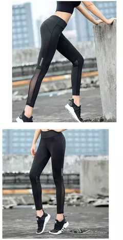 Imagem do Calça legging feminina fitness, cintura alta, elástica, respirável, confortável, para corrida, academia, yoga