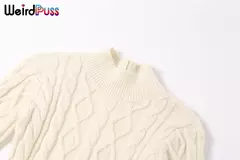 Weird Puss-Mini Vestidos de Gola Alta Elástica Feminina, Tricô Chique, Sem Costas, Manga Comprida, Soft Bodycon, Streetwear, Sexy, Outono - comprar online