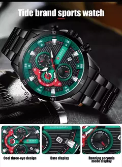 CURREN-Relógios masculinos de aço inoxidável, moda criativa, mostrador luminoso com cronógrafo, relógios de pulso casuais masculinos, relógio na internet