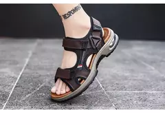 Sandálias masculinas de verão de couro genuíno, chinelos masculinos, gladiador, praia, macio, confortável, ao ar livre, sapatos vadeando, marca, 38-46 na internet