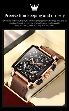Olevs marca superior masculino relógios quadrado relógio de quartzo para homens pulseira de couro à prova dwaterproof água esporte relógio masculino relogio masculino - Wolf Magazine