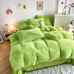 Conjunto de cama luxuoso preto macio, capa de edredão Shaggy, 2 fronhas, zíper, veludo macio, 3pcs - comprar online