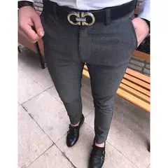 Moda masculina calças casuais negócios sociais fino ajuste apertado calças longas elasticidade formal escritório terno vestido streetwear roupas