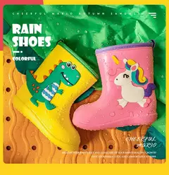 Crianças botas de chuva do bebê meninos menina eva antiderrapante ao ar livre dos desenhos animados dinossauro botas de chuva para crianças à prova dwaterproof água botas menina botas de chuva na internet